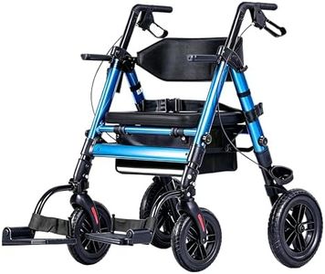Ambliss 2-in-1 Rollator Walker Transport Chair – Heavy Duty 450 lbs Rolling Walkers with Seat for Seniors, 10" Rear & 8" Front All Terrain Wheels, Adjustable Height, Folding Mobility Aid for Adults