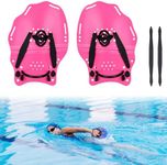 Hikeen Swim Paddle Hand, Swim Training Hand Paddles with Adjustable Straps, Swimming Hand Paddles for Women and Men (Medium (8.52 x 6.02 in), Pink)