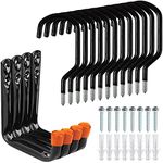 Etoolia Heavy Duty 16 Pack Garage Utility Hooks for Bike Storage, Wall Mount Screw Ceiling Hooks - Hanger for organizing Bikes, Ladder, Extension and Power Tools (12X Screw-in + 4X J Hooks)