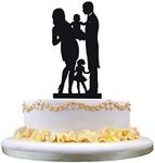 Bride and Groom Silhouette Wedding Cake Toppers, Family Wedding Cake Topper with a baby and a girl