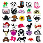 30pcs Western Cowgirl Shoe Charms for Crock Clog Sandals Decoration Horse Shoe Charms for Girls Boys Men Adult Party Favor