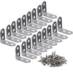 18pcs Stainless Steel Corner Braces - 40mmx40mm Heavy Duty Corner Steel Joint Right Angle L Bracket Brace Set with Screws for Shelves Furniture Wood Wall Hanging Fastener