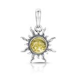 Amberta 925 Sterling Silver with Genuine Baltic Amber - Sun Pendant for Women - Yellow Stone Color