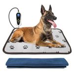 Bestio Cat Heating pad,Giant 21x34 in Pet Heating Pad,Electric Dog Heating Pad with Adjustable Thermostat and Chew Resistant Steel Cord,Heated Pet Bed for Large Dog with One Blue Plush Cover