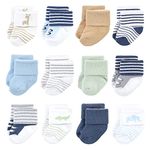 Luvable Friends Unisex Baby Newborn and Baby Terry Socks, Safari 12-pack, 0-6 Months