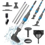 5 in 1 Cordless Rechargeable Pool Vacuum, Handheld Pool Cleaner Ideal for Spas, Hot Tubs and Small Pools for Sand and Debris with 3X Cleaning Handtolls Pool Brush Pool Skimmer Net Brown