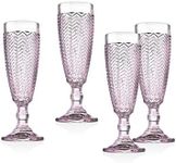 Godinger Champagne Flutes, Champagne Glass, Stem Glasses, Wine Glasses, Beverage Glass Cup, Rose Pink – Set of 4