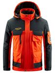 Men's Waterproof Mountain Ski Snowboarding Jacket Winter Windproof Warm Rain Fleece Coat With Multi-Pockets (1859 Orange, XL)
