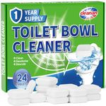 Toilet Bowl Cleaner Tablets, Leaves Bowl Sanitary, Freshens, Deodorizes, Descales & Repels Tough Stains, Helps Prevent Limescale Buildup, Safe for Septic Tanks, 24 Pack 1 Year Supply