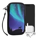 kwmobile Neoprene Sleeve for Smartphone Size L - 6.5" - Shock Absorbing Pouch Case - Protective Phone Bag - Aurora Turquoise/Blue/Black