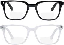 Yogo Vision 2 Pack Bifocal Reading Glasses Readers for Men Women Anti Glare Lightweight Eyeglasses Black/Crystal 2