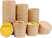 Nationwide Paper 100 Pcs-8oz Brown Kraft Disposable Takeaway Soup Containers with Lids Paper Soup Cups Disposable Takeaway Tubes for Soup-240ml