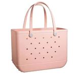 EVA Waterproof Beach Tote, Rubber Travel Bags Sandproof Large Size Handbag (peach, Large)