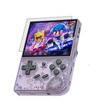 RG35XX Handheld Game Console - Linux System Built-in 5474 Classic Video Games with 64G TF Card, 3.5 inches IPS Screen Support 2.6G Gamepad HDMI Output or Vibrating Motor Connection - Purple