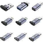 USB C/Lightning to Micro Adapter, USB C/Micro to Lightning Adapter, Micro/Lightning to USB C Adapter, USB C to USB Adapter,USB to USB C Adapter,USB C to USB B Adapter,9 Stück.