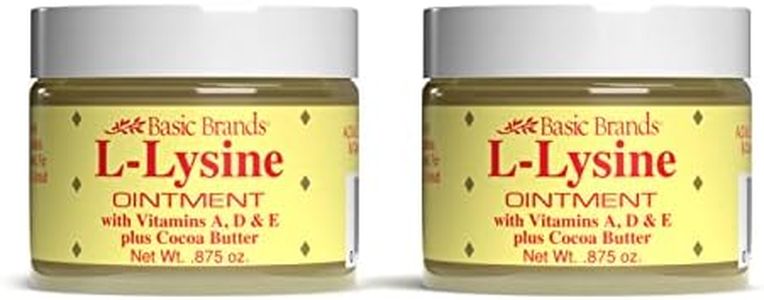 Basic Brands - L-Lysine Ointment - 0.875 oz - Lysine Cold Sore Treatment and Blister Relief - Soothes Chapped Lips and Dry Skin – 2-Pack