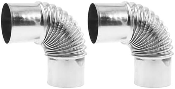 90 Degree Stove Pipe,ULIFESTAR Elbow Stove Pipe,Silver Stainless Steel Flue Pipe,2PCS Exhaust Elbow Chimney,Flue Adapter Tube for Outdoor Camping Wood Stove,Camping Stove Accessories