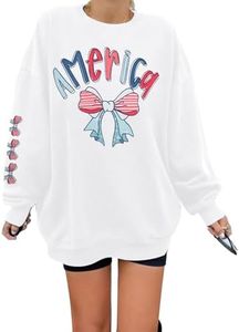 BANGELY American Flag Sweatshirt Women USA 4th of July Shirt Oh My Stars Long Sleeve Shirts Patriotic Casual Pullover Top