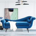 Vaztrlus Modern Chaise Lounge Chair Indoor，Blue Velvet Small Couch