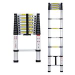 Inditradition 8.5 Feet (2.6 Meter) Foldable Aluminium Telescopic Ladder (9 Steps, 6.5 KG, Silver) | EN131 Certified, Compact & Portable Extension Ladder for Indoor & Outdoor Use