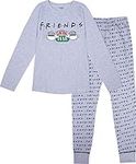 Official Girls Friends Pyjamas, Central Perk Pjs, Cotton Pyjamas for Teenage Girls, Ages 8 to 15 Years Old (12-13 Years) Grey