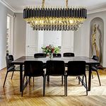 FLOSTON Modern Crystal Chandeliers Black Gold K9 Crystal 3 Tier Round Oval Crystal Chandelier Ceiling Light Fixture for Living Room and Hallway 600x300…