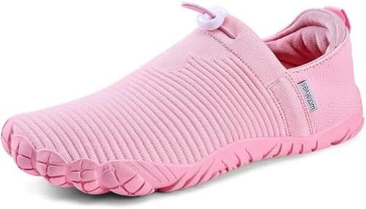 WateLves Water Shoes Womens Mens - Comfortable Lightweight Striped Pattern Barefoot Shoes for Beach Swim Pool Yoga Boating Water Aerobics(Pink,36)