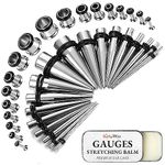 BodyJ4You 37PC Gauges Kit Ear Stretching Aftercare Balm 14G-00G Surgical Steel Tunnel Plug Taper Set
