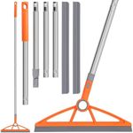 wlich 2-in-1 Air Broom, 180° Rotating 54 Inch Adjustable Rubber Broom Includes 2 Scraping Strips, Sweep and Silicone Tools with Long Handle for Cleaning Bathrooms, Kitchens, Glass, Tiles, Pet Hair