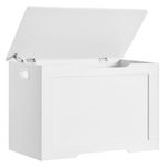 WEENFON 29.5” Toy Box, Storage Chest with Safety Hinge & Gel Bumpers, Lift Top Toy Chest, Storage Bench for Living Room, Bedroom, Entryway, White