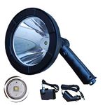 Hand Held Spot Light LED T6 5 Inch Portable 12V Rechargeable Searchlight High Power Super Bright Shooting Lamp Indoor Outdoor Hunting Camping Fishing Boating - 2 Year Warranty