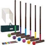 SpexDarxs Six Player Croquet Set, 28’’ Croquet Set with Premium Wooden Mallets|Colored Balls|Wickets|Stakes|Carrying Bag, Classic Family Game for Outdoor Backyard Lawn