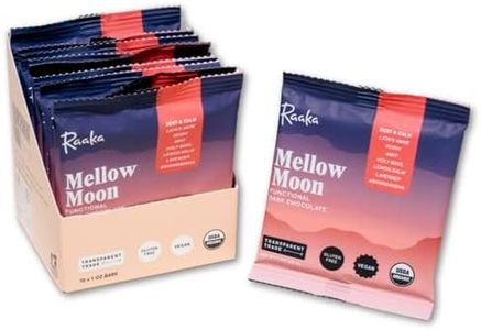 Raaka Functional Mushroom Chocolate | Mellow Moon - Rest & Calm | 64% Cacao Dark Chocolate, Lion's Mane, Reishi, Ashwagandha | Vegan, Organic, Gluten-Free | 10 Adaptogen Chocolate Bars