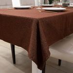 HOKIPO IN363-CPR Poly Jute solid Rectangular Table Cover 6 Seater Dining Table Cloth 50x75 Inches, Copper Brown