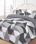 Dreamscene Geometric Shapes KING Size Duvet Cover with Pillowcase Reversible Bedding Set, Black Grey White