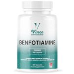 Vinco Benfotiamine 300mg - Vitamin B1 Thiamine High Strength for Heart & Kidney Support, 120 Vegan Capsules, Enhanced Cognitive Function, Energy & Antioxidants, Gluten & Allergen-Free - Made in UK