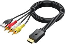 AUTOUTLET RCA to HDMI with 1080P/720P HD Support, AV to HDMI Converter, Long 150cm Cable, Plug & Play Mini Composite CVBS Audio Video Adapter for VCR, VHS, DVD Players and Classic Gaming Consoles