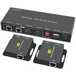 HDMI Extender Splitter 1 in 2 Out Over Cat5e/6 Ethernet Adapter Up to 165FT HD1080P@60Hz with 2 HDMI Loop Out Support EDID Copy Settings HDCP…