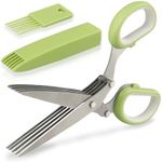 Herb Scissors, Multipurpose 5 Blade Kitchen Herb Shears Cutter with Safety Cover and Cleaning Comb for Chopping Basil Chive Parsley， Cutting Shredded Lettuce, Sharp Dishwasher Safe Kitchen Gadget