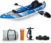 Driftsun Azura Inflatable Kayaking - Kayak Inflatable Boat for Adults - Highly Durable 1 Person Kayaks for Fishing & Touring with EVA Padded Seats, High Back Support, Paddles, Pump
