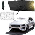 NOJTI Car Sun Shade Windshield Cover, Umbrella Windshield Sun Shade for Car Front Window，Sun Protection & Heat Insulation Foldable Sun Shade，Full Cover Sun Shade for Most Vehicles (Black)