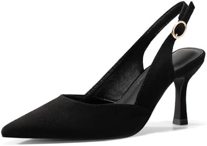 Rilista Womens Slingback Pumps Closed Pointed Toe Kitten Heel Sandals Wedding Evening Party Dress Shoes Black/Suede