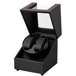 Watch Winder for Automatic Watches,Automatic Watch Winder Box,Double Watch Winder for Women's and Men's Watches with Quiet Japanese Mabuchi Motor,Only USB Cable (Carbon Fiber Leather)