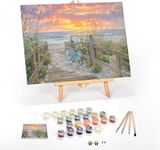 Ledgebay DIY Paint by Numbers Kit for Adults Framed Canvas: Beginner to Advanced Paint by Numbers Kit, Kits Include Acrylic Paint Set Brushes Tabletop Easel (Morning Ride 16"x20" Framed)