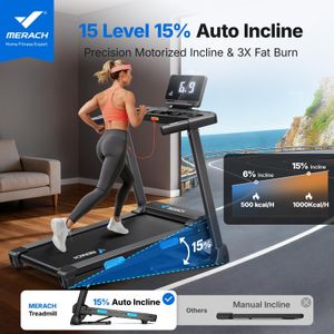 MERACH Foldable Treadmill with Adjustable Incline – Compact Home Fitness
