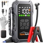 Jump Starter Power Pack with Air Compressor, YaberAuto 6000A Portable Car Battery Booster (All Petrol/10L Diesel), 12V Car Jump Starter Power Bank with Jump Leads, LCD Screen, Emergency Light