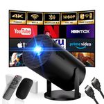 2025 Newest Mini Projector 1080P FHD 4K Support Projector with Mouse Portable Projector with WiFi and Bluetooth 180° Adjustable Auto Keystone HDMI/TV Stick/USB/PS5/Laptop, with HDMI Cable & Mouse
