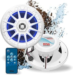 BOSS Audio Systems MRGB55W 5.25 Inch Marine Speakers - Weatherproof, 150 Watts Per Pair, 75 Watts Each, Multi-Color Illumination, Full Range, 2 Way, Sold in Pairs