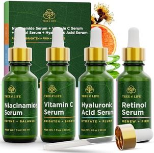 Tree of Life Beauty Facial Skin Care Set, Brightening, Firming, Hydrating, Dry Face, Dermatologist Tested - Niacinamide + Vitamin C + Retinol + Hyaluronic Acid Serum - 4 count of 1 Fl Oz