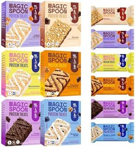 MAGIC SPOON Treats - High Protein Bars, Low Carb, Keto Friendly, 1g of Sugar, Gluten Free, Crispy Treat Cereal Bar, On-The-Go Healthy Snack (1 of each Marshmallow, Chocolate PB, Blueberry Muffin, Double Chocolate, Smores, Salted Caramel)